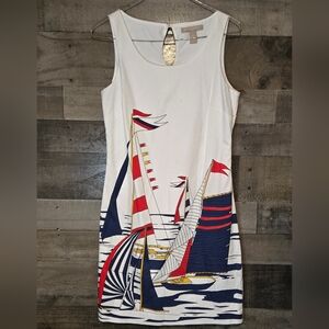 Banana Republic White Sailboat Print Shift Dress